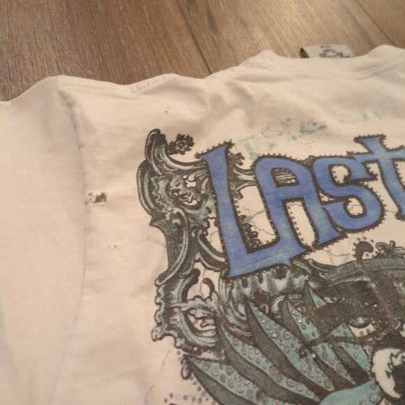 Y2K Last Hold Men's Large Shirt Sword Eagle Wings Skate Cybergrunge Tribal Faded - Picture 8 of 9